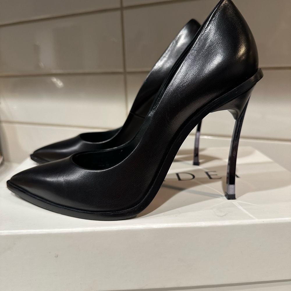 Casadei Black Leather pointed pumps . Heels Stilettos